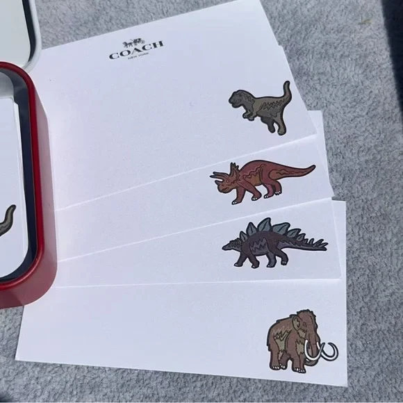 New Coach Dinosaur Tin Box Notepad Set with Stickers & Pen